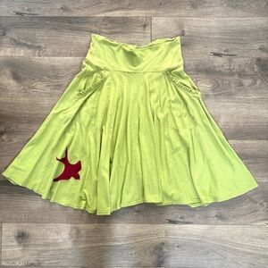 Vintage Green flowy cotton midi skirt with Manta ray patching S M